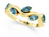 Yellow gold Marquise Blue Topaz Twisted Band with Prong Setting_7