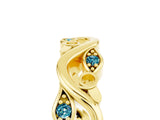 Yellow gold Marquise Blue Topaz Vine Eternity Band with Bezel Setting_11