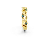 Yellow gold Marquise Blue Topaz Vine Eternity Band with Bezel Setting_8