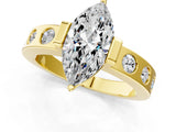 Yellow gold Marquise Brilliant Channel-Set Diamond Ring with Bezel Prong Setting_7