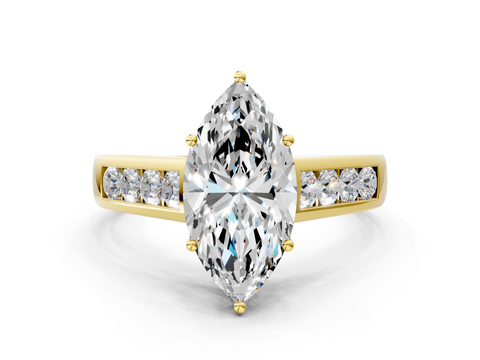Yellow gold Marquise Brilliant Channel-Set Solitaire Ring with Four-Prong Setting_20