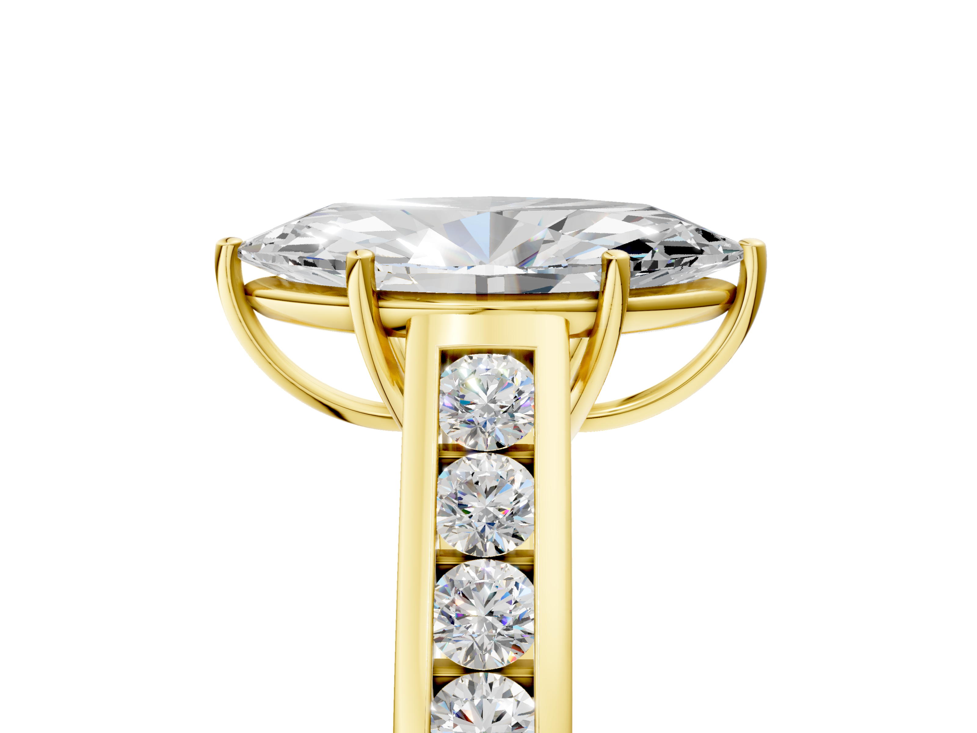 Yellow gold Marquise Brilliant Channel-Set Solitaire Ring with Four-Prong Setting_25