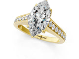 Yellow gold Marquise Brilliant Cut Diamond Engagement Ring with Pavé Band and Four-Prong Setting_63