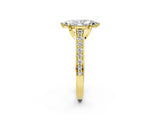 Yellow gold Marquise Brilliant Cut Diamond Engagement Ring with Pavé Band and Four-Prong Setting_64