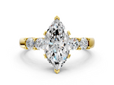 Yellow gold Marquise Brilliant Cut Diamond Five-Stone Prong Set Engagement Ring with Channel Band_23