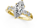 Yellow gold Marquise Brilliant Cut Diamond Five-Stone Prong Set Engagement Ring with Channel Band_24