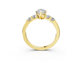 Yellow gold Marquise Brilliant Cut Diamond Five-Stone Prong Set Engagement Ring with Channel Band_26