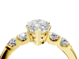 Yellow gold Marquise Brilliant Cut Diamond Five-Stone Prong Set Engagement Ring with Channel Band_27