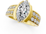 Yellow gold Marquise Brilliant Diamond Channel Set Wide Band Ring with Bezel Setting_21