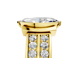 Yellow gold Marquise Brilliant Diamond Channel Set Wide Band Ring with Bezel Setting_25