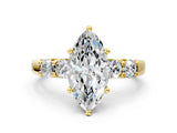 Yellow gold Marquise Brilliant Diamond Five-Stone Engagement Ring with Prong Setting on a Classic Band_16
