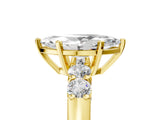 10K Yellow Gold 1.65 Carat E VS1 Marquise Brilliant Diamond Five-Stone Engagement Ring with Prong Setting on a Classic Band