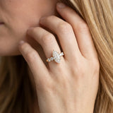 10K Yellow Gold 1.65 Carat E VS1 Marquise Brilliant Diamond Five-Stone Engagement Ring with Prong Setting on a Classic Band