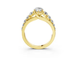 Yellow gold Marquise Brilliant Diamond Pavé Band with Six-Prong Setting_6