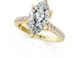 Yellow gold Marquise Brilliant Diamond Solitaire with Pavé Band and Four-Prong Setting 1
