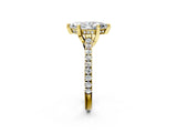Yellow gold Marquise Brilliant Diamond Solitaire with Pavé Band and Four-Prong Setting 2