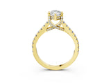 Yellow gold Marquise Brilliant Diamond Solitaire with Pavé Band and Four-Prong Setting 3