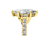 Yellow gold Marquise Brilliant Diamond Solitaire with Pavé Band and Four-Prong Setting 5