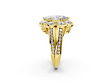 Yellow gold Marquise Brilliant Flower Halo Diamond Split Shank Ring_65