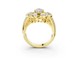 Yellow gold Marquise Brilliant Flower Halo Diamond Split Shank Ring_66