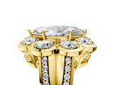 Yellow gold Marquise Brilliant Flower Halo Diamond Split Shank Ring_68