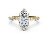 Yellow gold Marquise Brilliant Pavé Band Solitaire with Four-Prong Setting_46