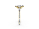 Yellow gold Marquise Brilliant Pavé Band Solitaire with Four-Prong Setting_48