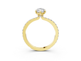 Yellow gold Marquise Brilliant Pavé Band Solitaire with Four-Prong Setting_49