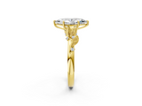 Yellow gold Marquise Brilliant Solitaire with Leaf Motif Band and Four-Prong Setting_70