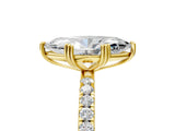 Yellow gold Marquise Brilliant Solitaire with Pavé Band and Claw Prong Setting_12