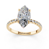 10K Yellow Gold 2.00 Carat E VS1 Round Diamond Brilliant Solitaire Ring with Pavé Band and Four-Prong Setting