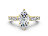 Yellow gold Marquise Brilliant Solitaire with Pavé Band and Four-Prong Setting_67