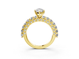 Yellow gold Marquise Brilliant Solitaire with Pavé Band and Four-Prong Setting_70