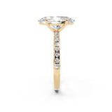 10K Yellow Gold 2.00 Carat E VS1 Round Diamond Brilliant Solitaire Ring with Pavé Band and Four-Prong Setting