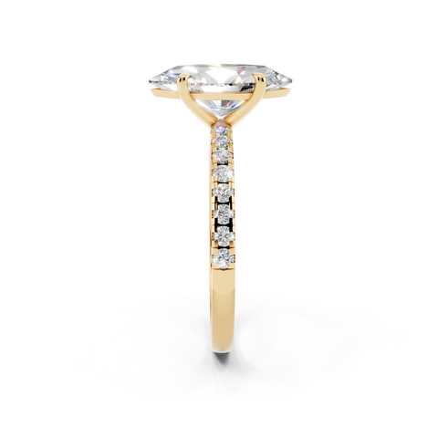 Yellow gold Marquise Brilliant Solitaire with Pavé Band and Four-Prong Setting_8