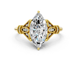 Yellow gold Marquise Brilliant Solitaire with Pave Band and Four-Prong Setting_20