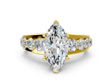 Yellow gold Marquise Brilliant Solitaire with Side Stones on a Pave Band and Four-Prong Setting_24