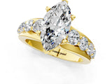 Yellow gold Marquise Brilliant Solitaire with Side Stones on a Pave Band and Four-Prong Setting_25