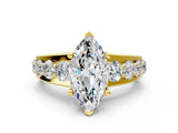 Yellow gold Marquise Brilliant Solitaire with Side Stones on a Pave Band and Four-Prong Setting_67