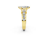 Yellow gold Marquise Brilliant Solitaire with Side Stones on a Pave Band and Four-Prong Setting_69