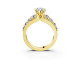Yellow gold Marquise Brilliant Solitaire with Side Stones on a Pave Band and Four-Prong Setting_70