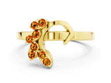 Yellow gold Marquise Citrine Cluster Bypass Ring with Prong Setting_6