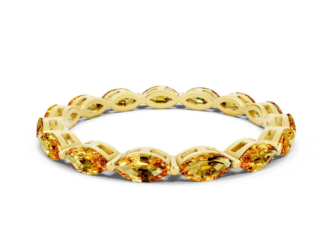 Yellow gold Marquise Citrine Eternity Band with U-Prong Setting_12