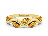 Yellow gold Marquise Citrine Twisted Band with Prong Setting_6
