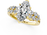 Yellow gold Marquise Cluster Diamond Engagement Ring with Pavé Band and Four-Prong Setting_55