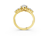 Yellow gold Marquise Cluster Diamond Engagement Ring with Pavé Band and Four-Prong Setting_57