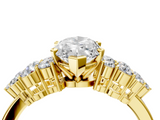 Yellow gold Marquise Cluster Diamond Engagement Ring with Pavé Band and Four-Prong Setting_58