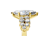 Yellow gold Marquise Cluster Diamond Engagement Ring with Pavé Band and Four-Prong Setting_59