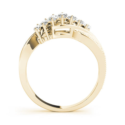 Yellow gold Marquise Cluster Diamond Leaf Band with Shared Prong Setting 1