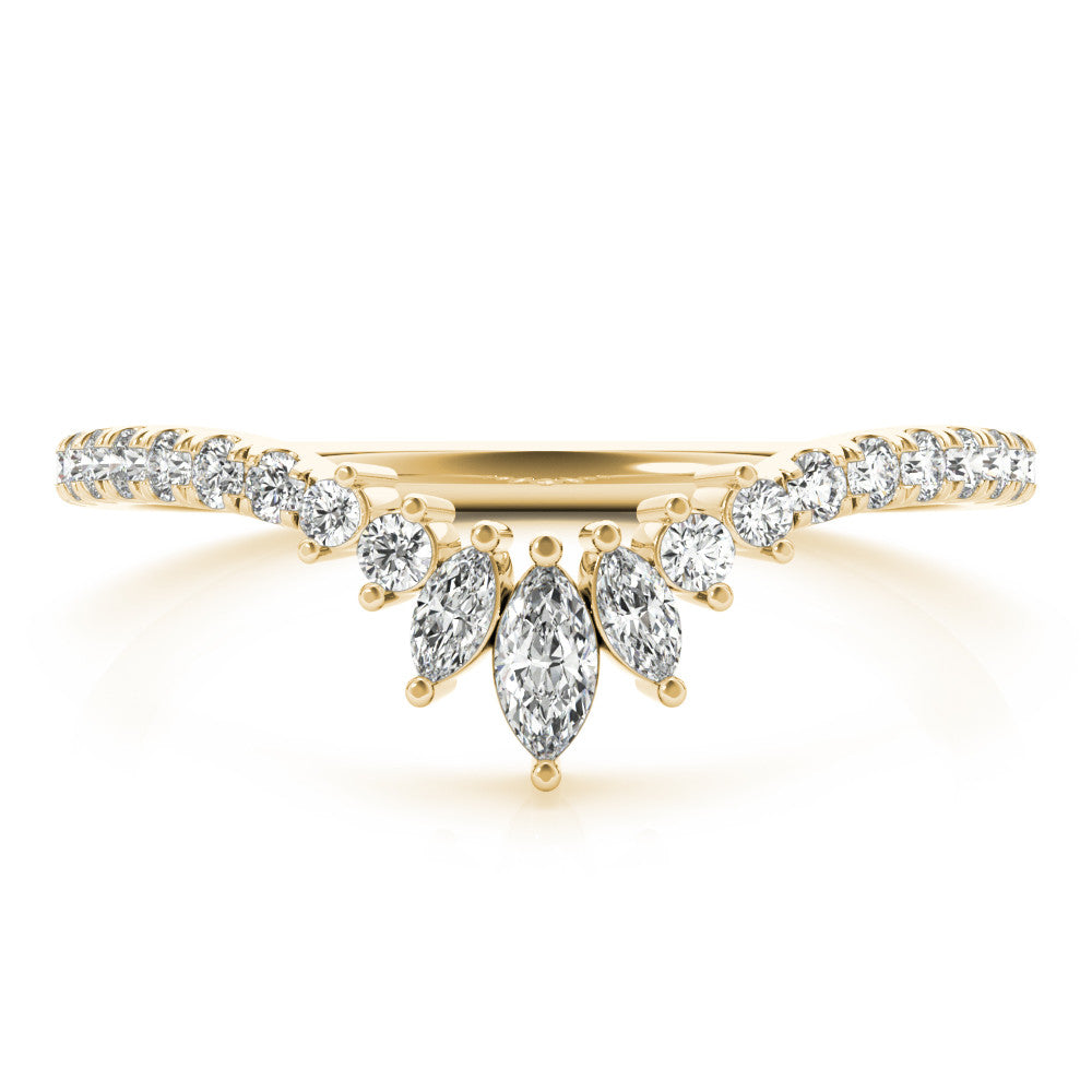 Yellow gold Marquise Cluster Diamond Pavé Band with Prong Setting 1